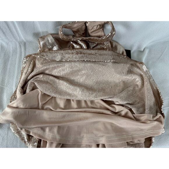New Lulus Size S Under the Spotlight Champagne Sequin Backless Skater Dress NWT - Picture 14 of 16